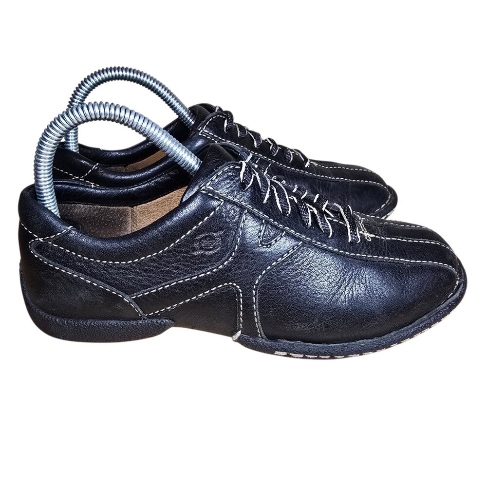 Born Unisex Mens 7 Womens 8.5 Black Leather Lace-Up Oxford Shoes Excellent Cond.